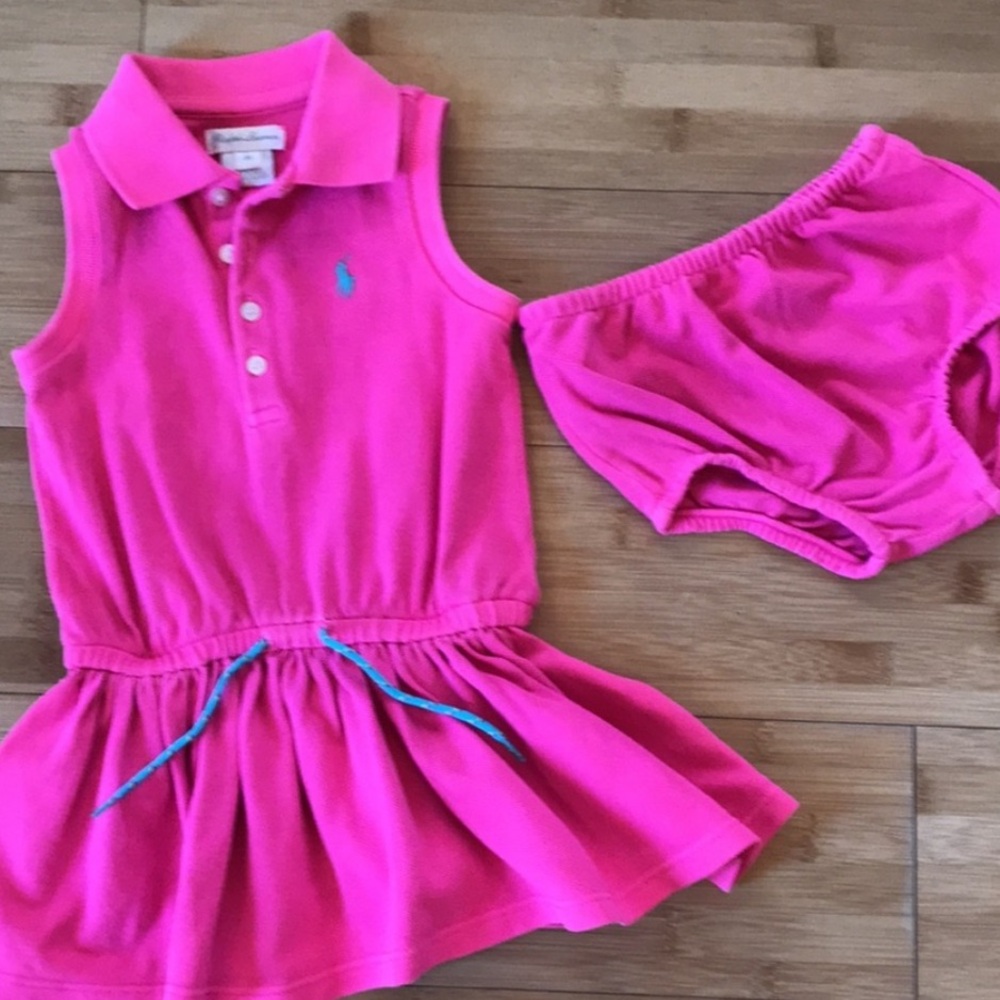 RALPH LAUREN 9 Month Polo Pink Dress with Bloomers